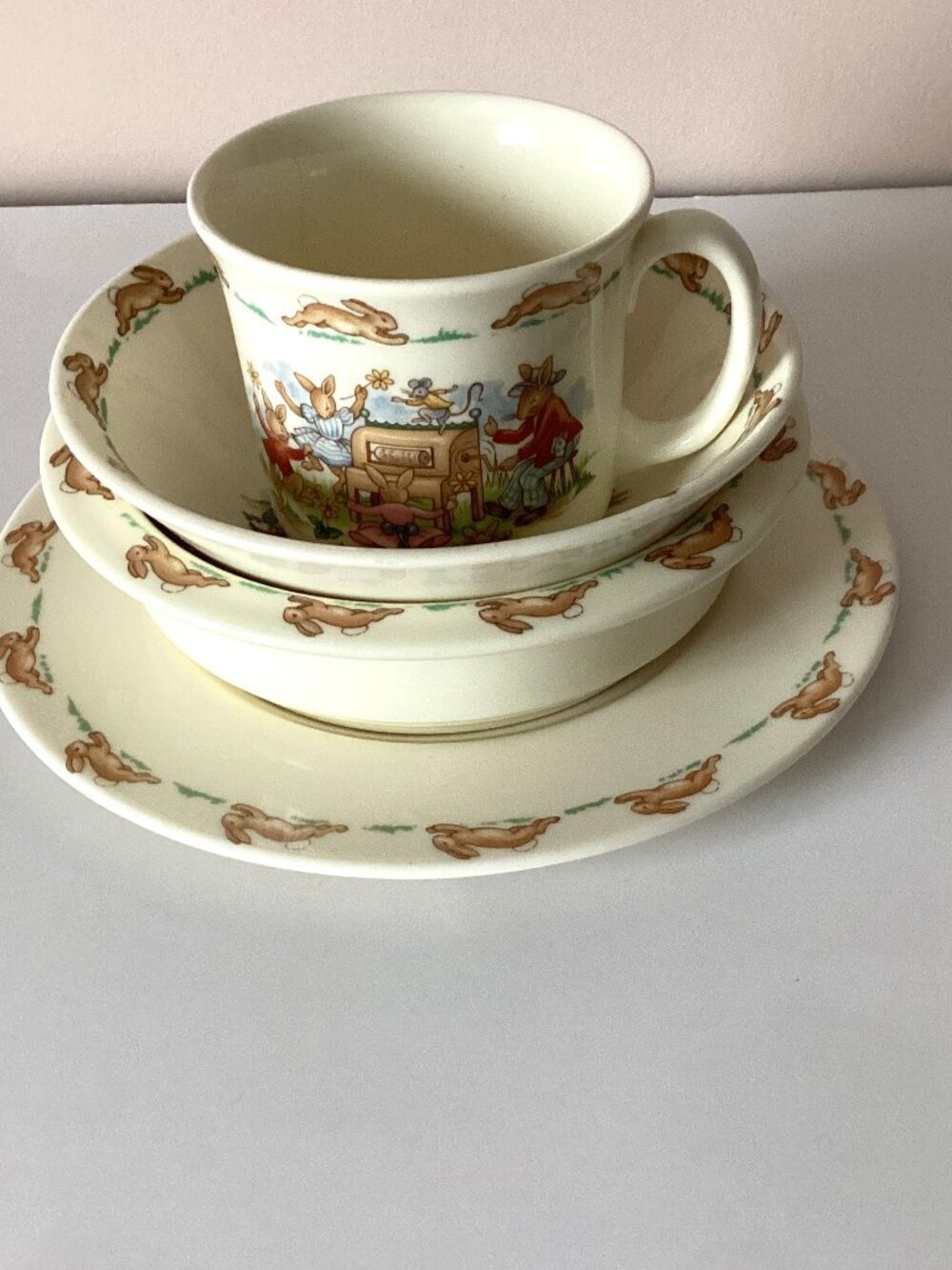 Royal Doulton Bunnykins 4 Piece Child's Dinnerware Set English Fine Bone China